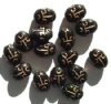 15 14mm Black and Gold Scarab Beetle Beads